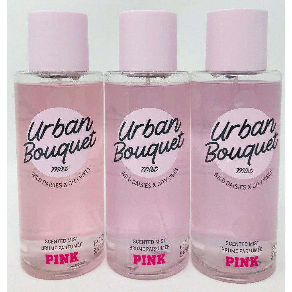 3 Victoria`s Secret Pink Urban Bouquet Fragrance Mist Body Mist Spray 8.4 FL OZ