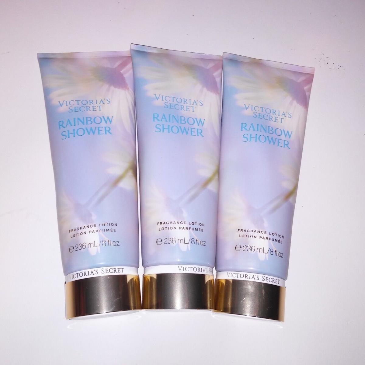 Set of 3 Victoria Secret Fragrance Body Lotion Rainbow Shower Plumeria Pear