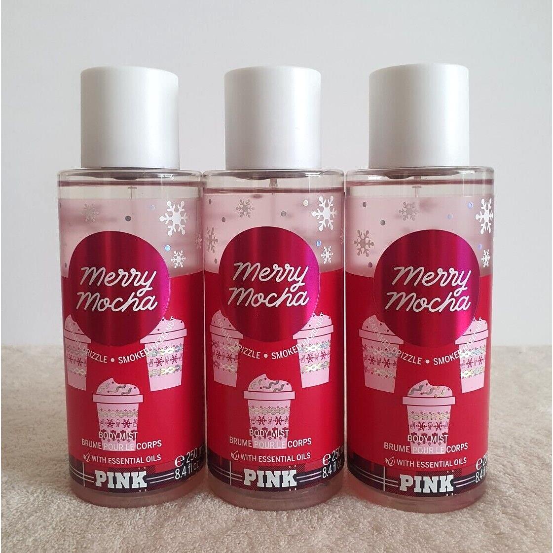 Victoria`s Secret Pink Merry Mocha 8.4 Oz. Fragrance Mist Set of 3