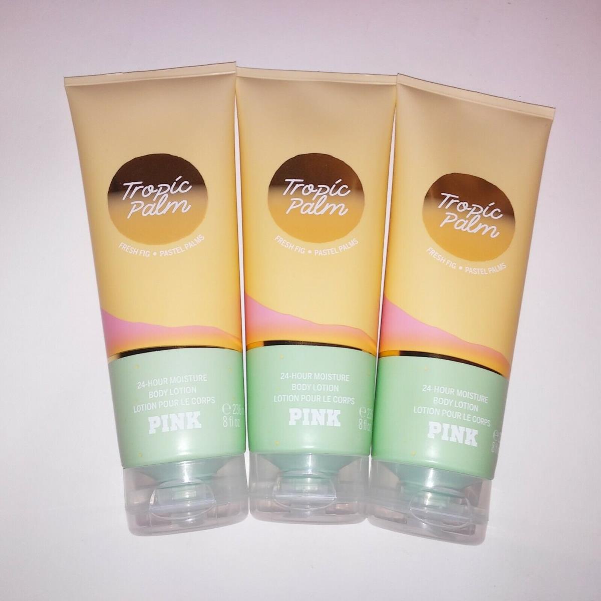 Set of 3 Victoria Secret Pink Body Lotion Tropic Palm Full Size Gift Set Fresh