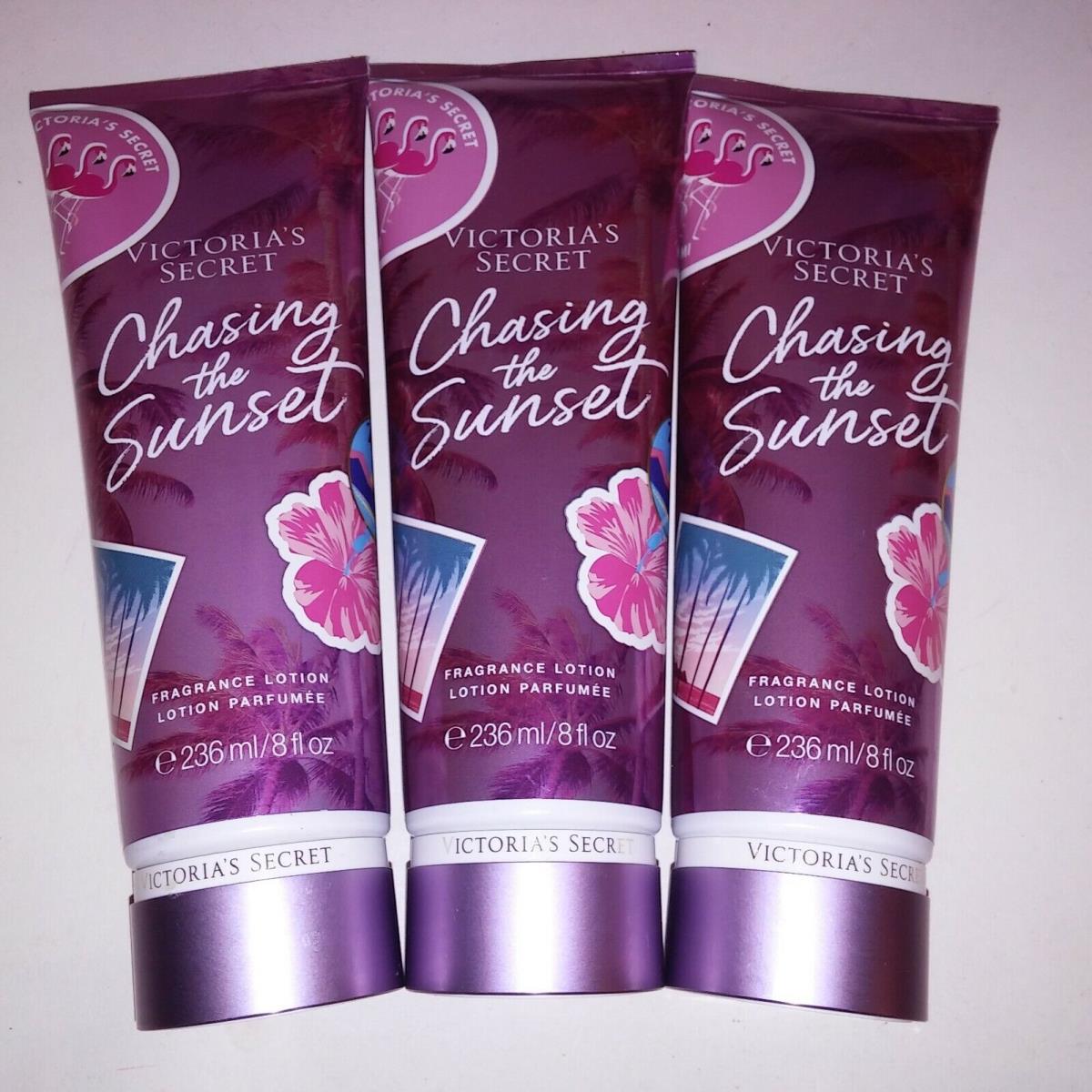 Set of 3 Victoria Secret Lotion Chasing The Sunset Fragrant Full Size Moisturize