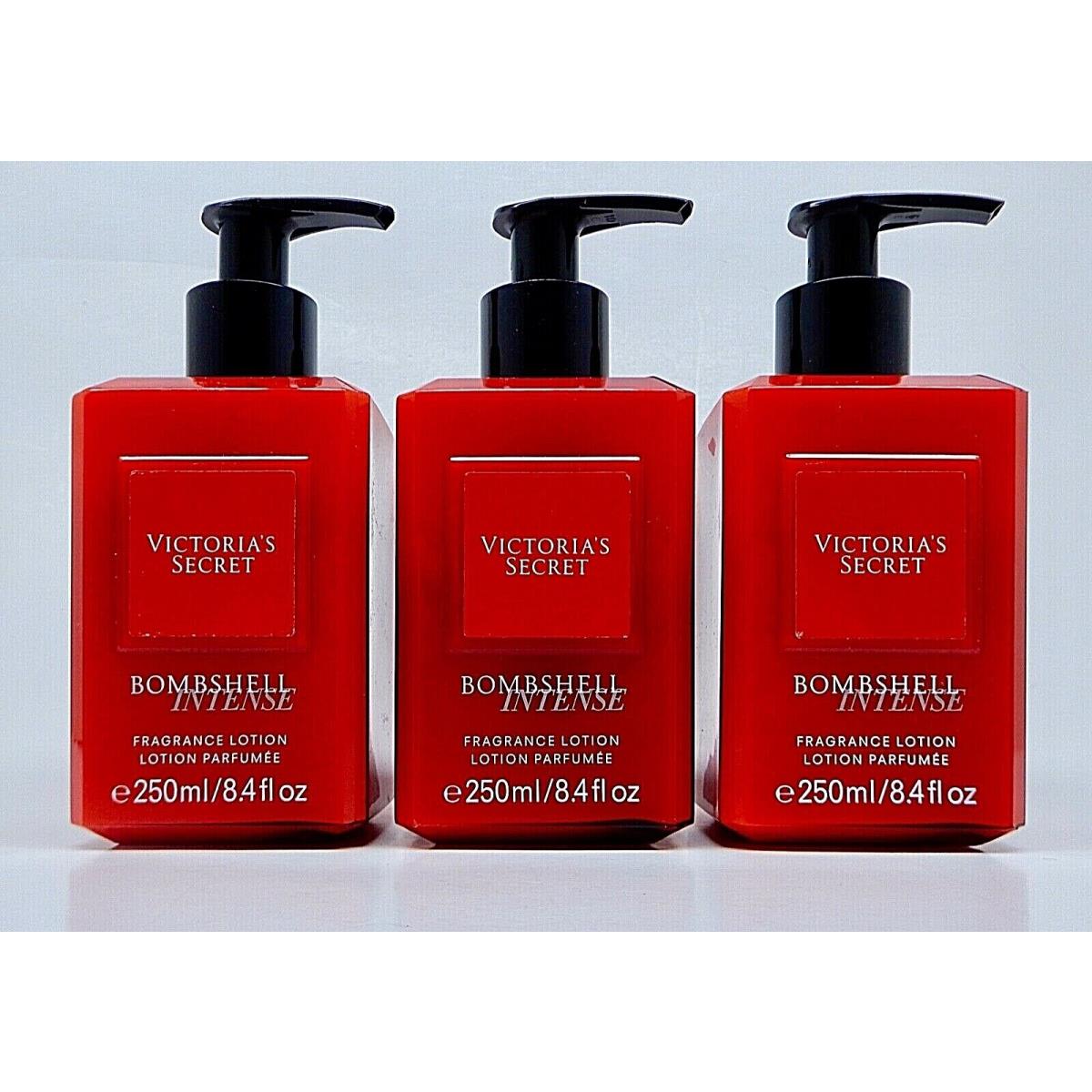 3 Victoria`s Secret Bombshell Intense Fragrance Lotion Parfumee 8.4oz / 250ml