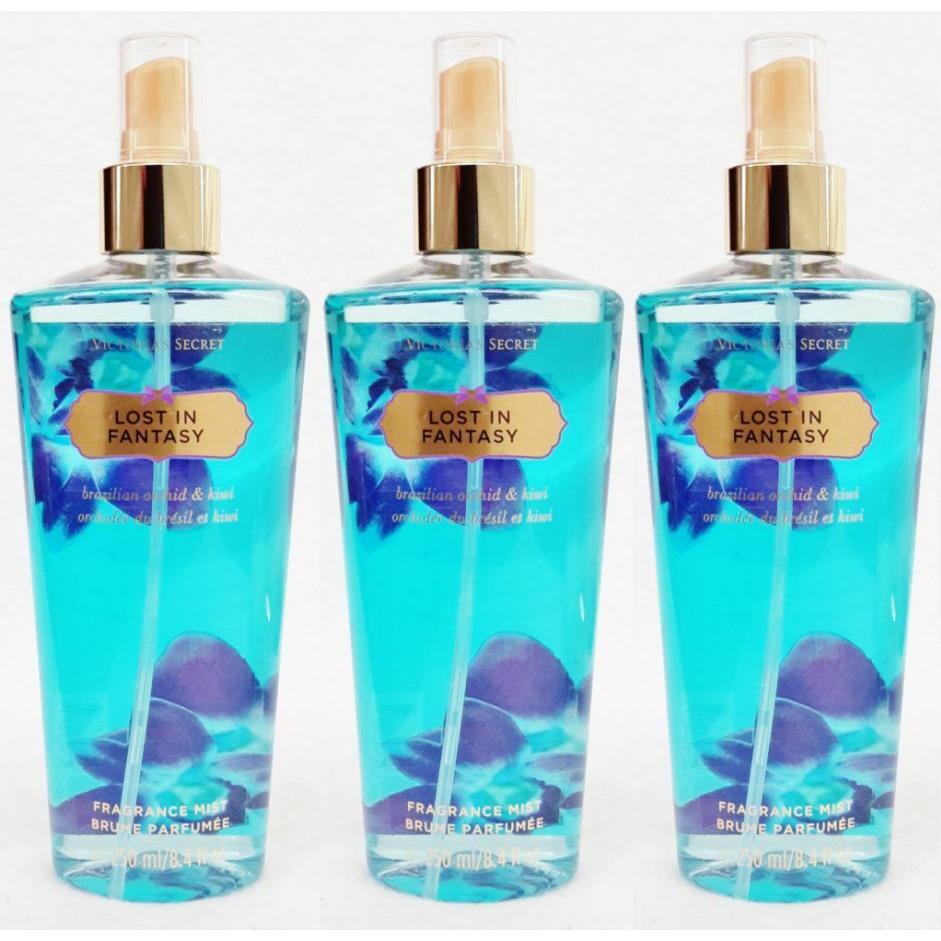 3 Victoria`s Secret Lost IN Fantasy Orchid Kiwi Fragrance Mist Body Spray 8.4 oz