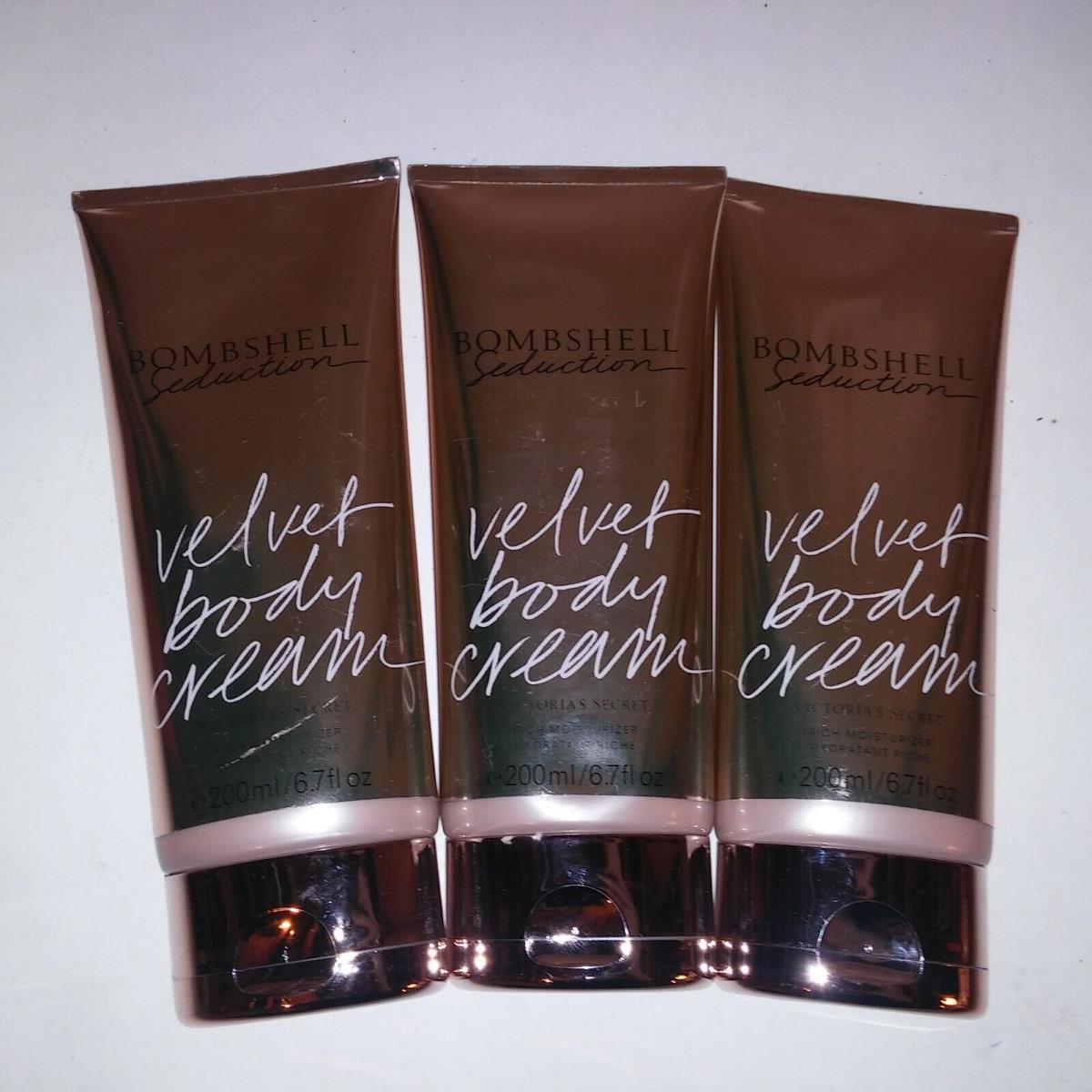 Set of 3 Victoria Secret Velvet Body Cream Bombshell Seduction Lotion Gift Set