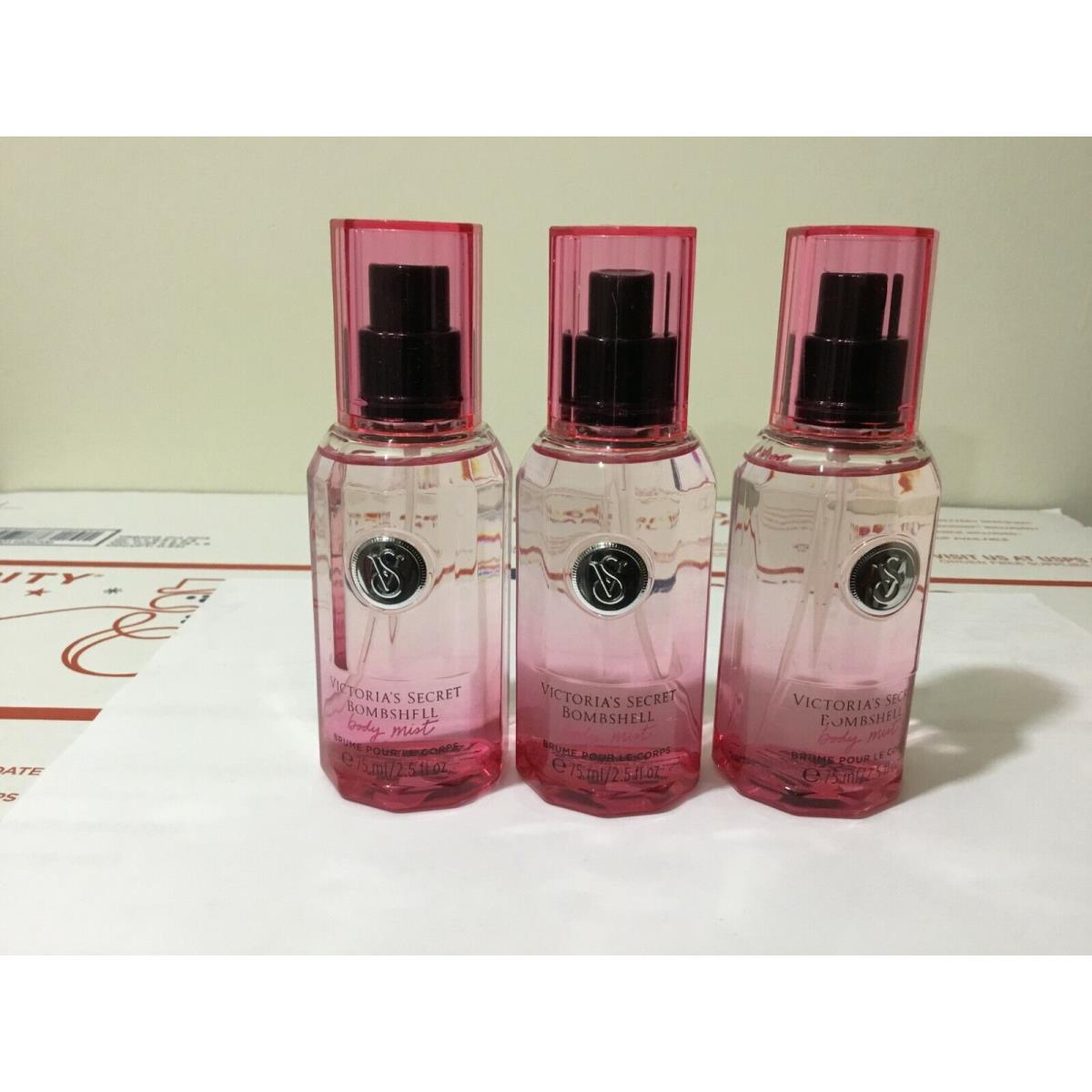 3 Victoria`s Secret Bombshell Fragrance Body Mist Perfume Travel Size 2.5 oz