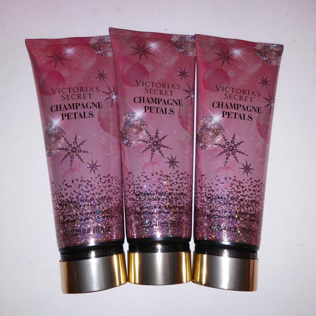 Set of 3 Victoria Secret Body Lotion Champagne Petals Fragrance Moisturizing