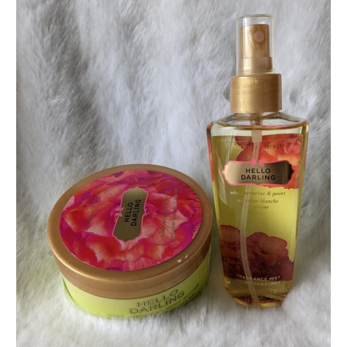 Victoria`s Secret Hello Darling Set 4.2 fl oz Fragrance Mist 6.5 oz Body Butter