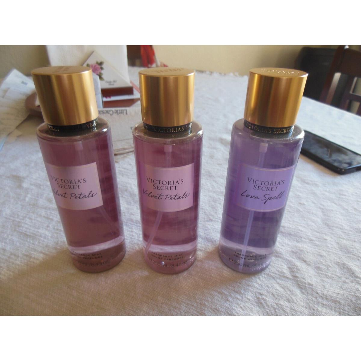 Victoria`s Secret Velvet Petals Love Spell Body Mist 3pcs