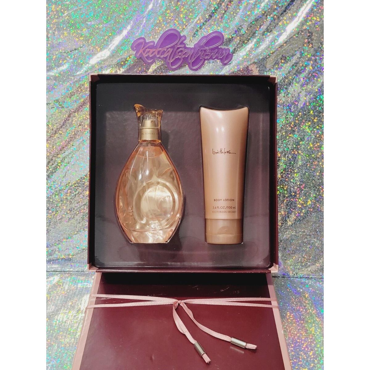 Victoria`s Secret Breathless 2.5 oz Eau De Parfum Edp + 3.4 oz Lotion Gift Set