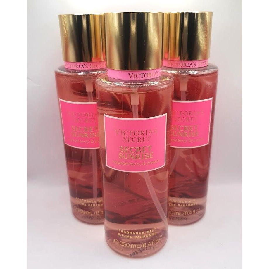 Victoria`s Secret Secret Sunrise Body Mist 8.4 FL OZ Set OF 3