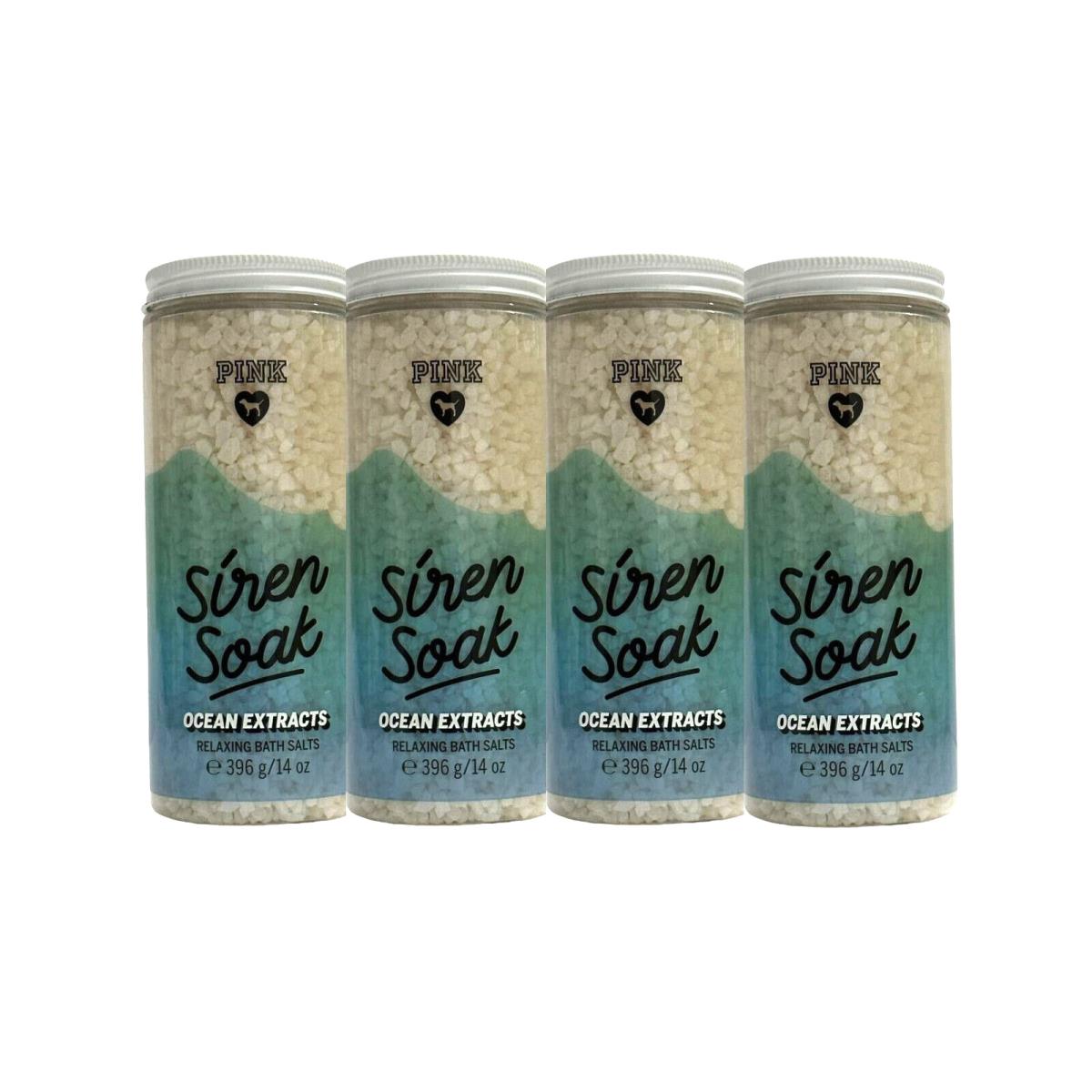 4 Victoria`s Secret Pink Siren Soak Ocean Extracts Relaxing Bath Salts 14 OZ