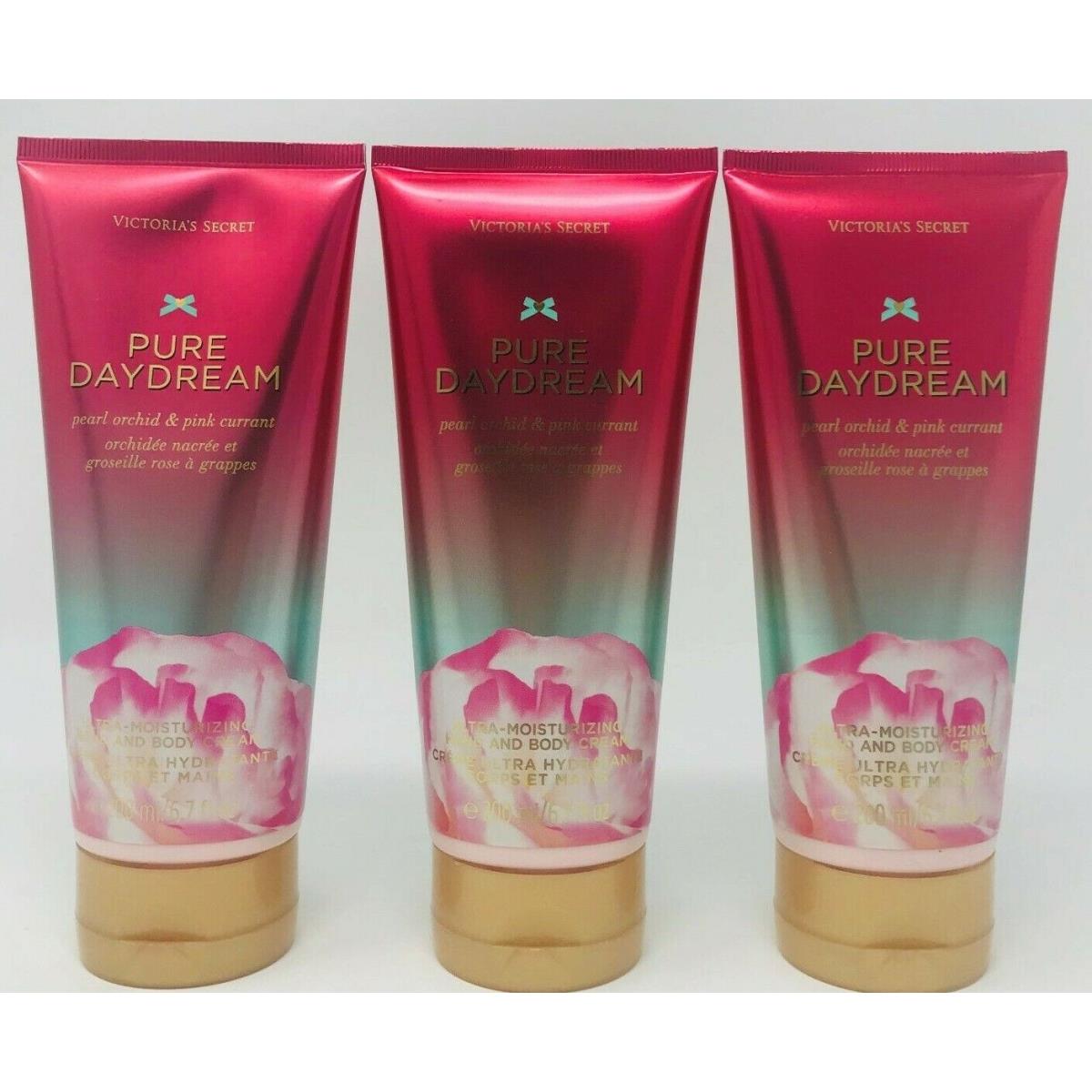 3 Victoria`s Secret Pure Daydream Pearl Orchid Pink Currant Hand Body Cream