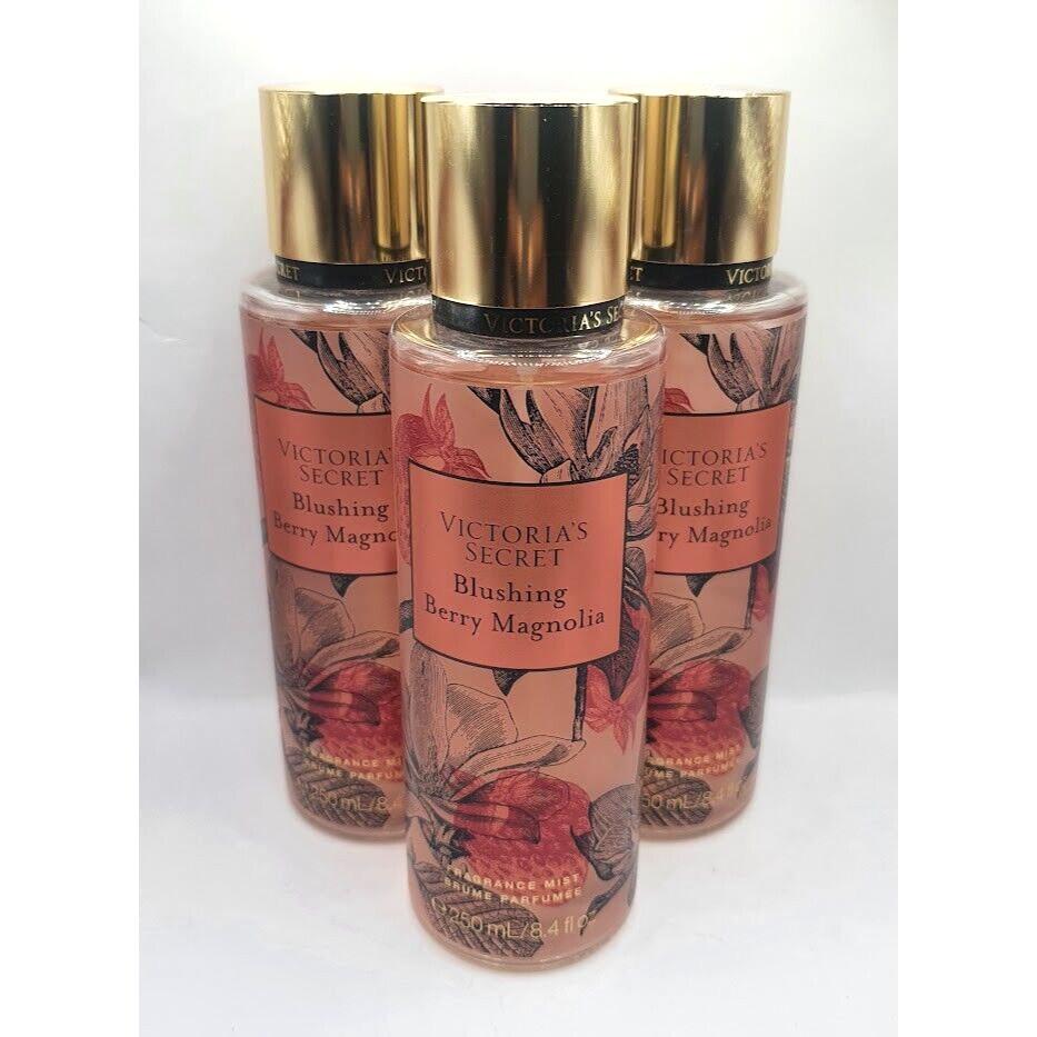 Victoria`s Secret Blushing Berry Magnolia Body Mist 8.4 FL OZ Set OF 3