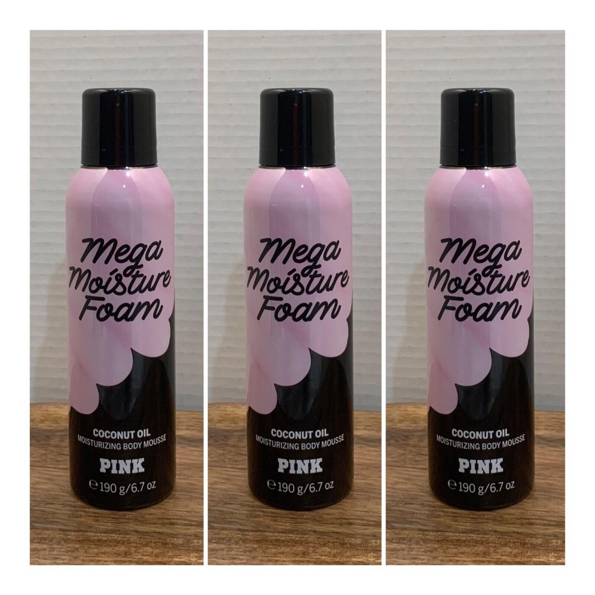 3 Victoria`s Secret Pink Mega Moisture Foam Moisturizing Body Mousse 6.7 Fl.oz