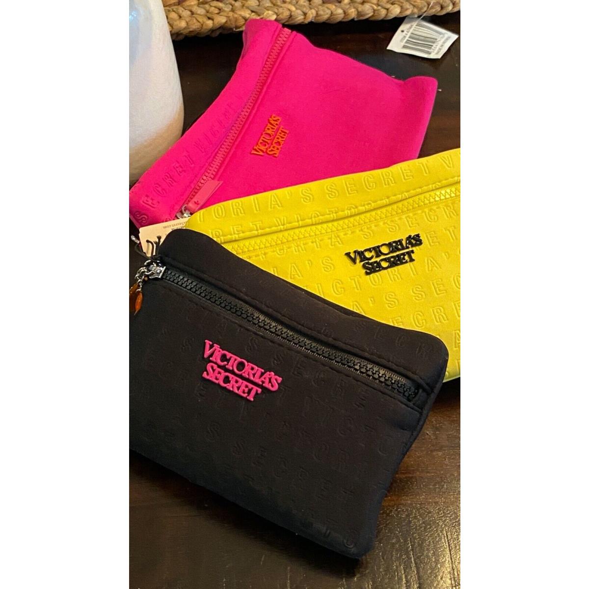 Victoria`s Secret Neoprene Trio Pink Black Yellow Case Set Rare Item