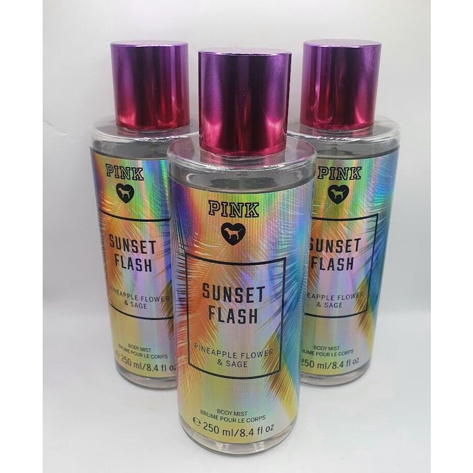 3 Victoria`s Secret Sunset Flash Fragrance Body Mists 8.4 oz Limited Edition