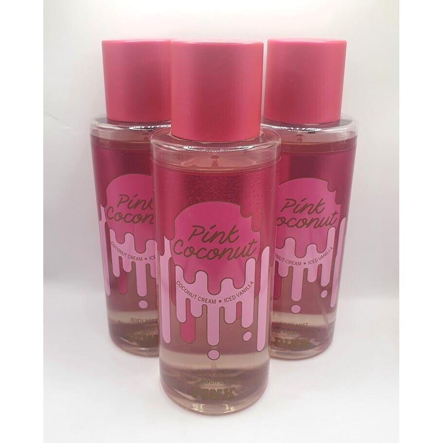 Victoria`s Secret Pink Coconut Body Mist 8.4 FL OZ Set OF 3