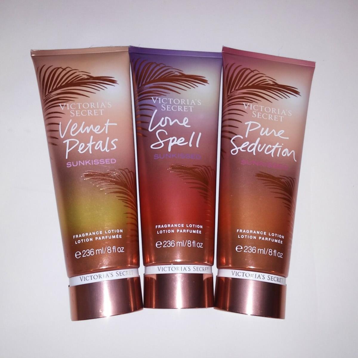 Set of 3 Victoria Secret Body Lotion Sunkissed Pure Seduction Velvet Petals Love