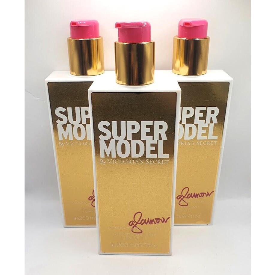 Victoria`s Secret Supermodel Shimmer Body Lotion 6.7 FL OZ Set OF 3