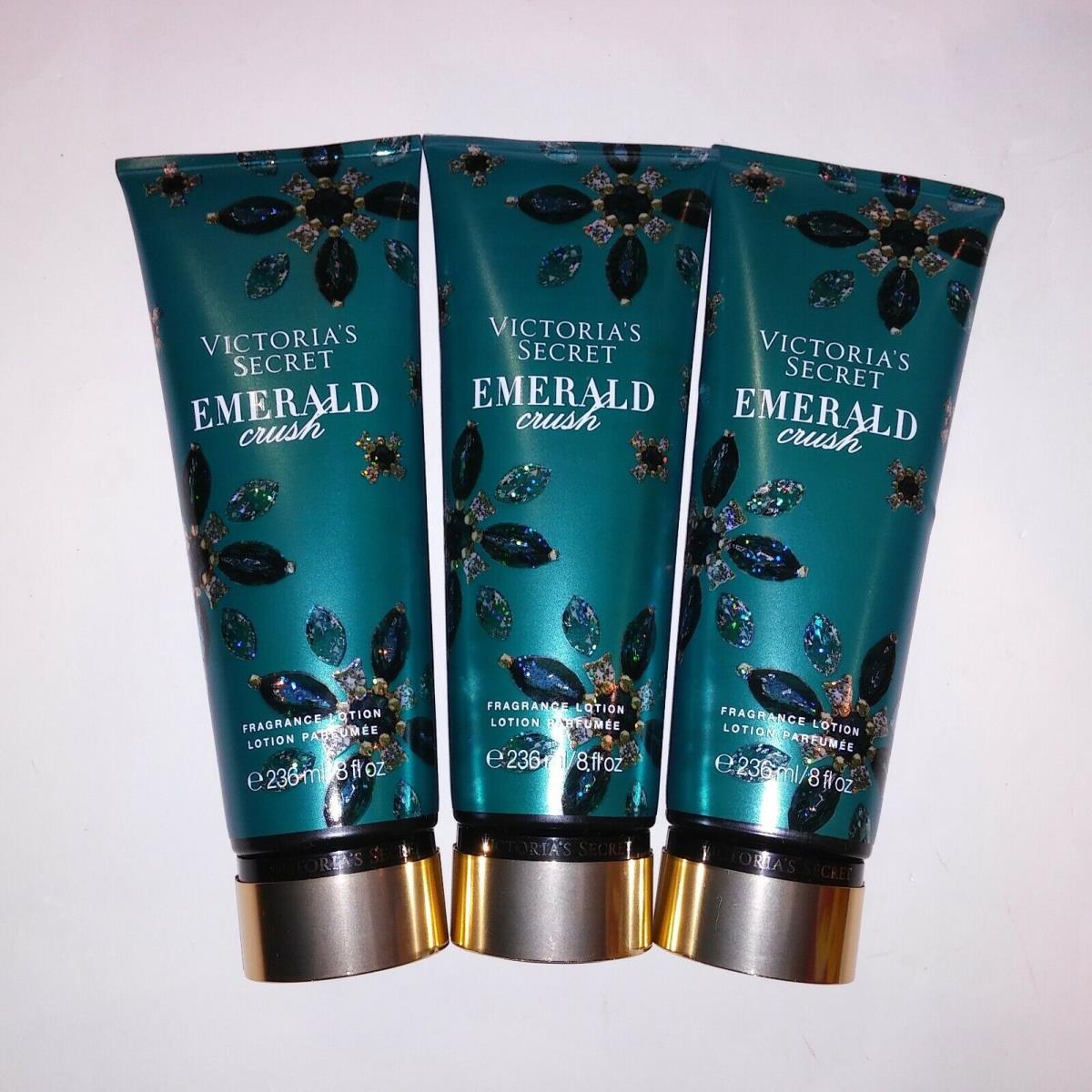 Set of 3 Victoria Secret Fragrance Lotion Emerald Crush 8oz Each Full Size