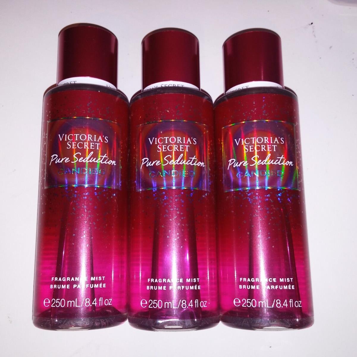 Set of 3 Victoria Secret Fragrance Mist Body Spray Pure Seduction Candied Full