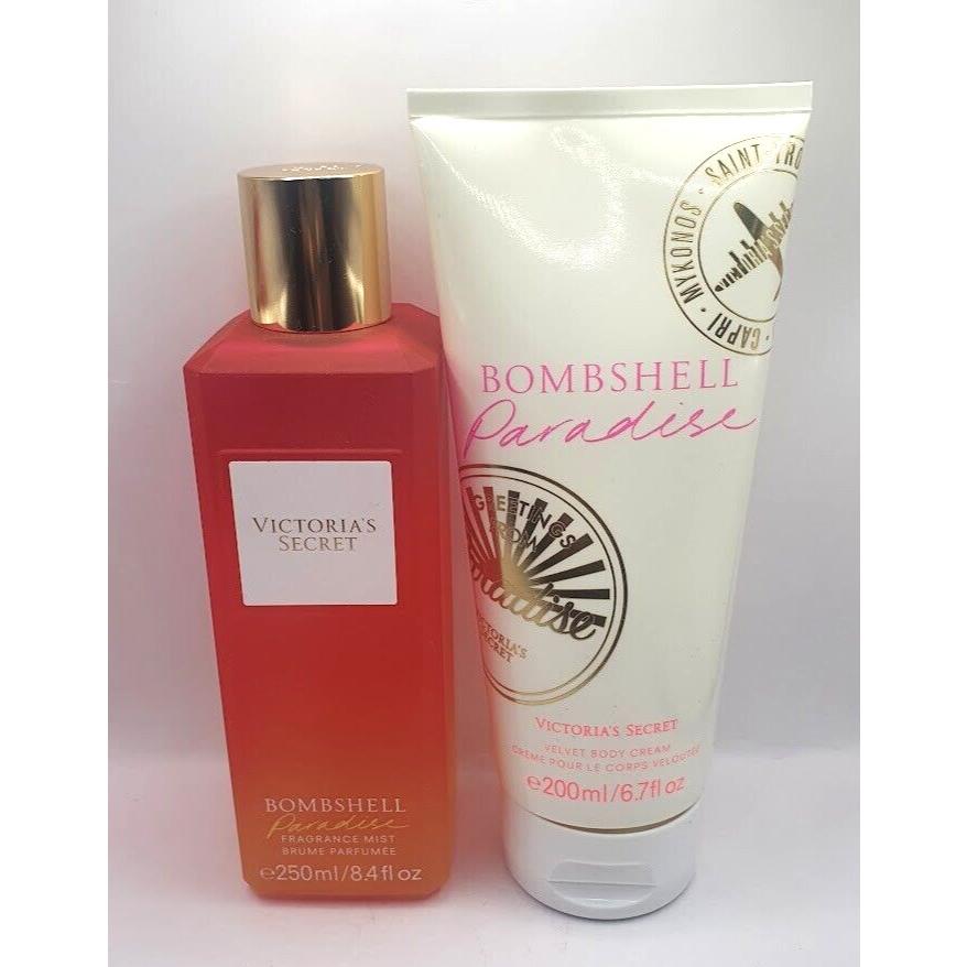 Victoria`s Secret Bombshell Paradise Body Mist Cream Set OF 2