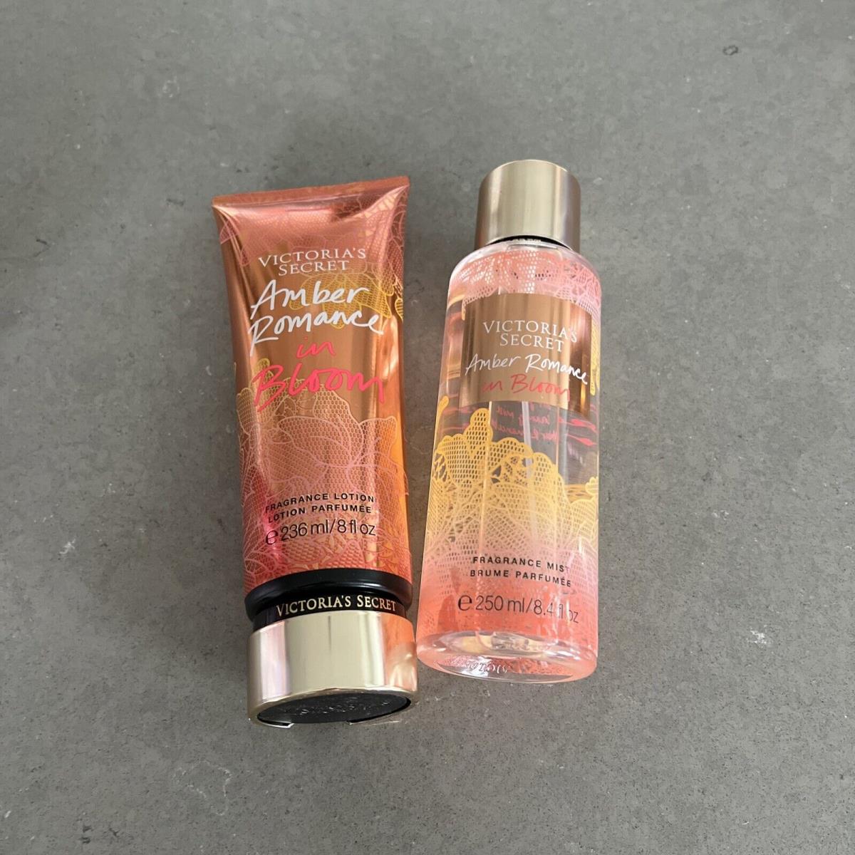 Victoria`s Secret Amber Romance IN Bloom Fragrance Mist 8.4oz + Lotion 8oz