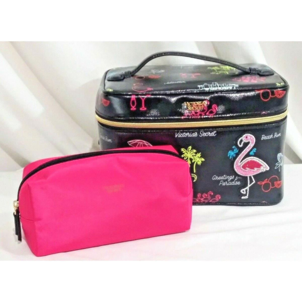 Victorias Secret Neon Paradise Vanity Train Case with Beauty Pouch Cosmetic