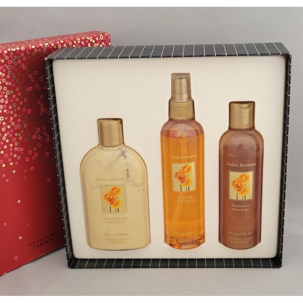 Vtg Victoria`s Secret Garden Amber Romance Body Lotion Splash Shower Gel Box Set