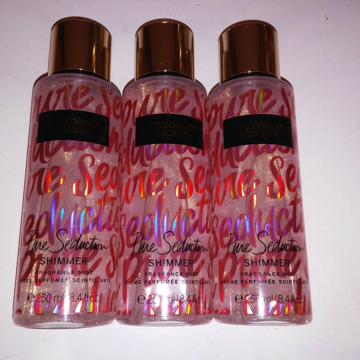 Set of 3 Victoria Secret Shimmer Fragrance Mist Pure Seduction 8.4 oz Each