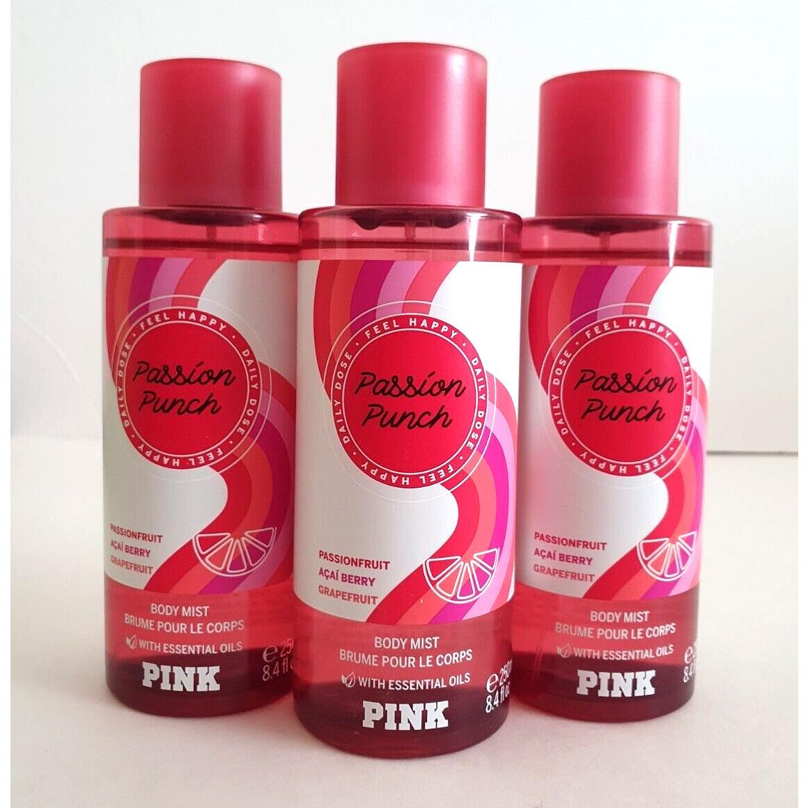 Victoria`s Secret Pink Superfruit Passion Punch Fragrance Mist Set of 3