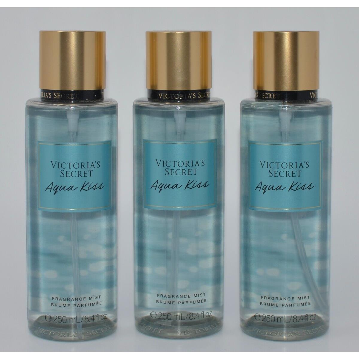 Lot OF 3 Victoria`s Secret Aqua Kiss Fragrance Mist Body Spray 8.4 OZ Large