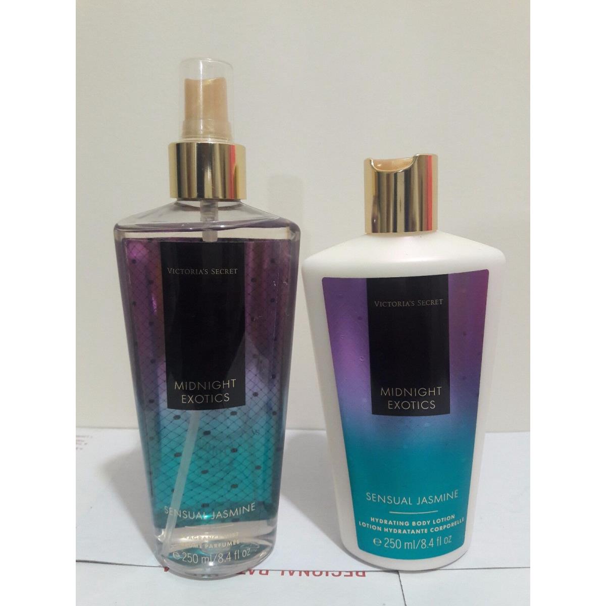 2PC Victoria`s Secret Sensual Jasmine Midnight Exotics Body Mist Body Lotion