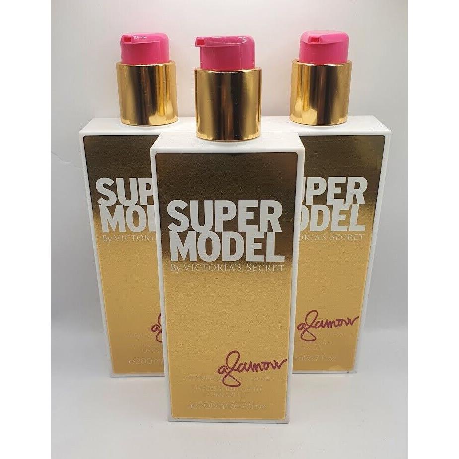 Victoria`s Secret Supermodel Shimmer Body Lotion 6.7 OZ Set OF 3