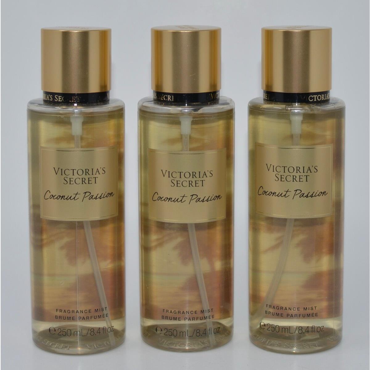 3 Victoria`s Secret Coconut Passion Fragrance Mist Body Spray 8.4OZ Large