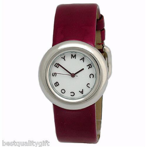 Marc Jacobs Wine Red Patent Leather Cuff Band Women WATCH-MBM8516