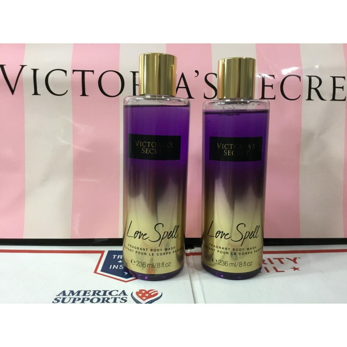 Victoria`s Secret Love Spell Body Wash Fragrant Body Wash 8.4 OZ 250 ML Set OF 2