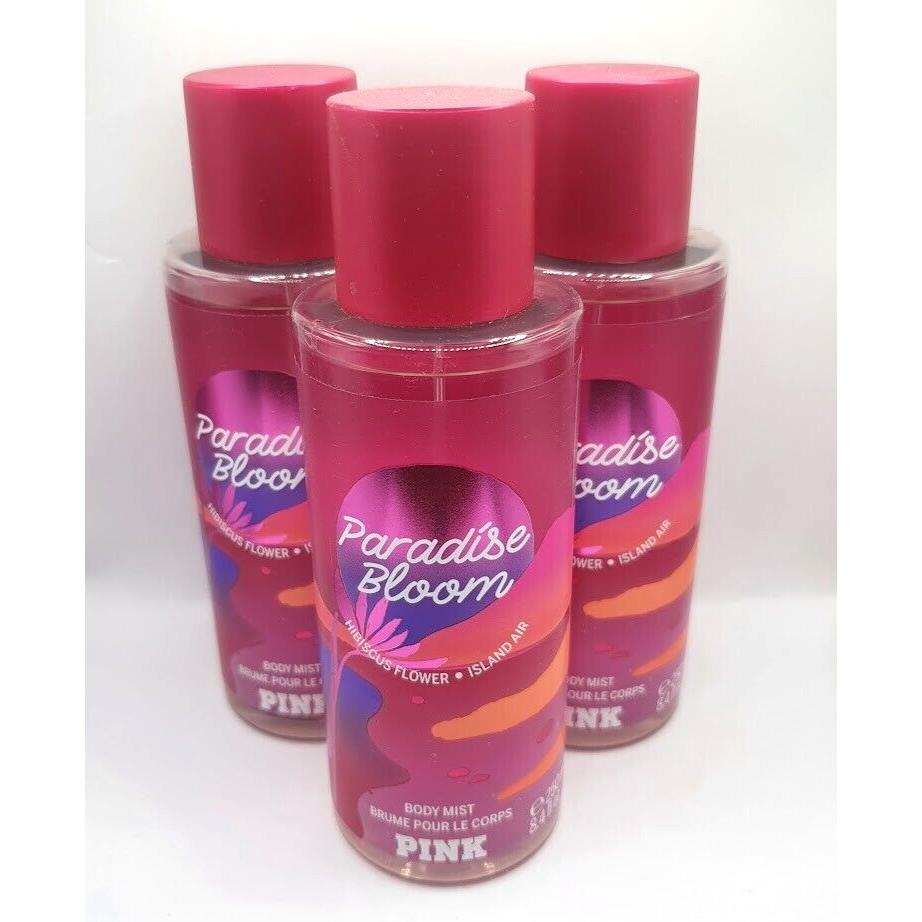 Victoria`s Secret Pink Paradise Bloom Body Mist 8.4 FL OZ Lmt Edt Set OF 3