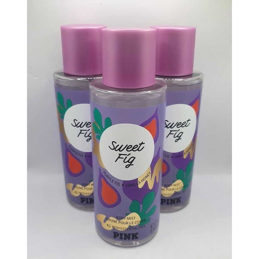 Victoria`s Secret Pink Sweet Fig Body Mist 8.4 FL OZ Limited Edition Set OF 3