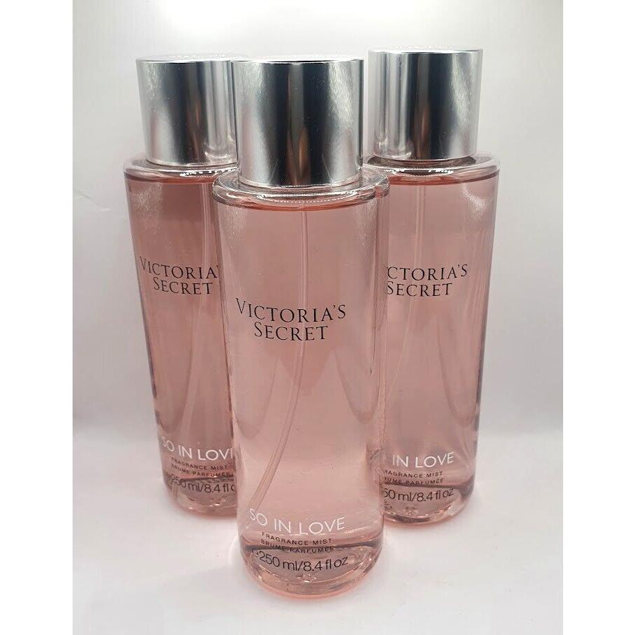 Victoria`s Secret SO IN Love Fragrance Body Mist 8.4 FL OZ Set OF 3