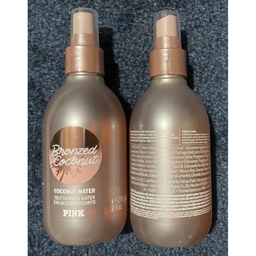 Victoria S Secret Pink Bronzed Coconut Self Tanning Water Spray 8OZ Lot Of 2