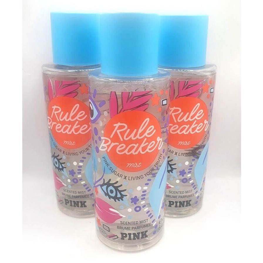 Victoria`s Secret Pink Rule Breaker Scented Body Mist 8.4 FL OZ Set OF 3