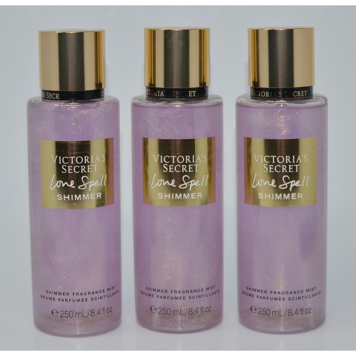 3 Victoria`s Secret Love Spell Shimmer Fragrance Mist Body Spray 8.4OZ Large