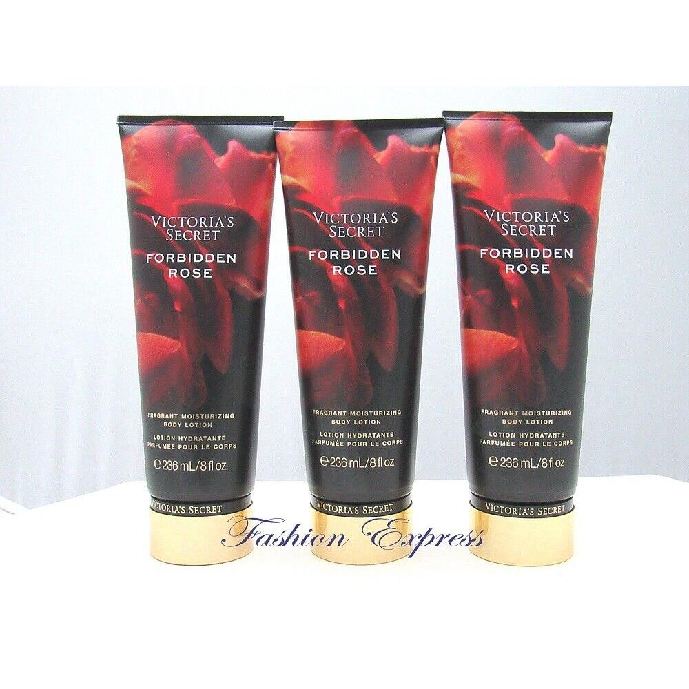 Victoria`s Secret Forbidden Rose Body Lotion 8 FL OZ Lot OF 3 Pcs