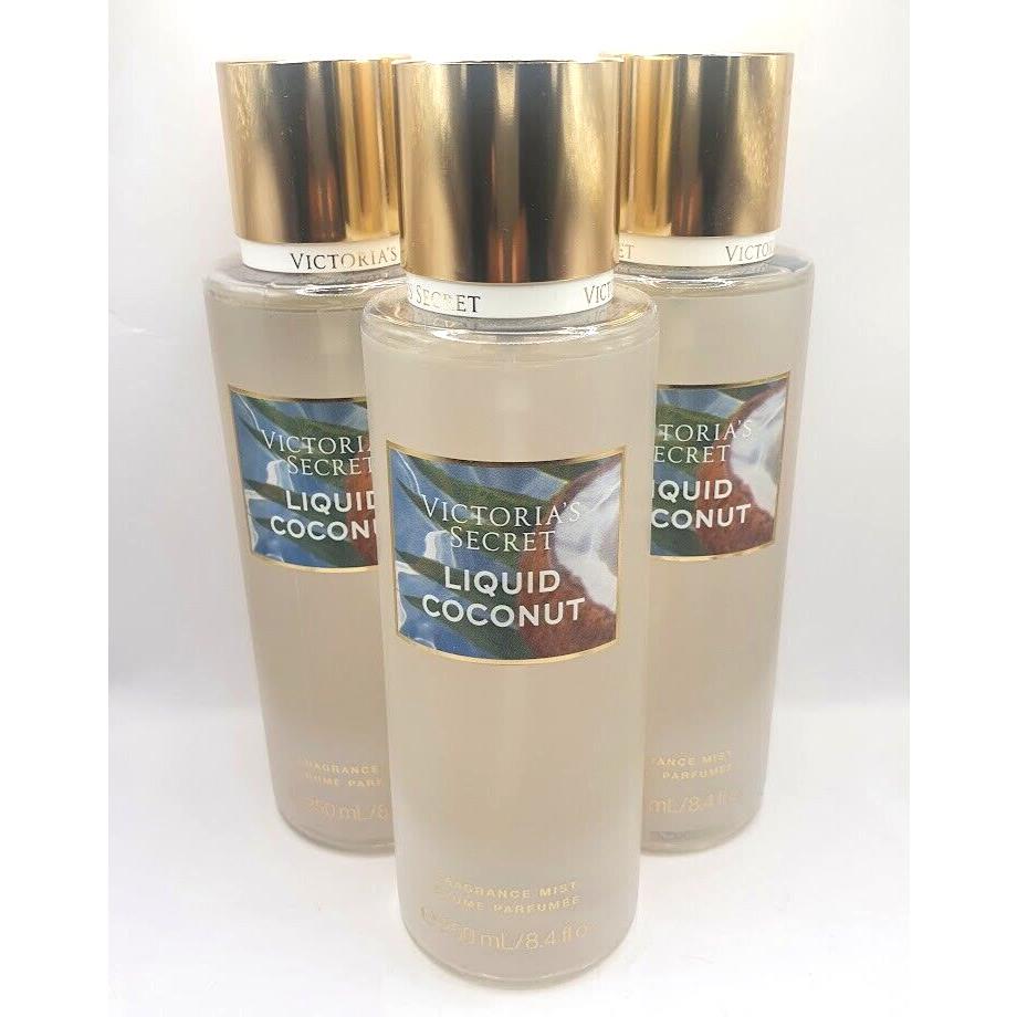 Victoria`s Secret Liquid Coconut Body Mist 8.4 FL OZ Set OF 3