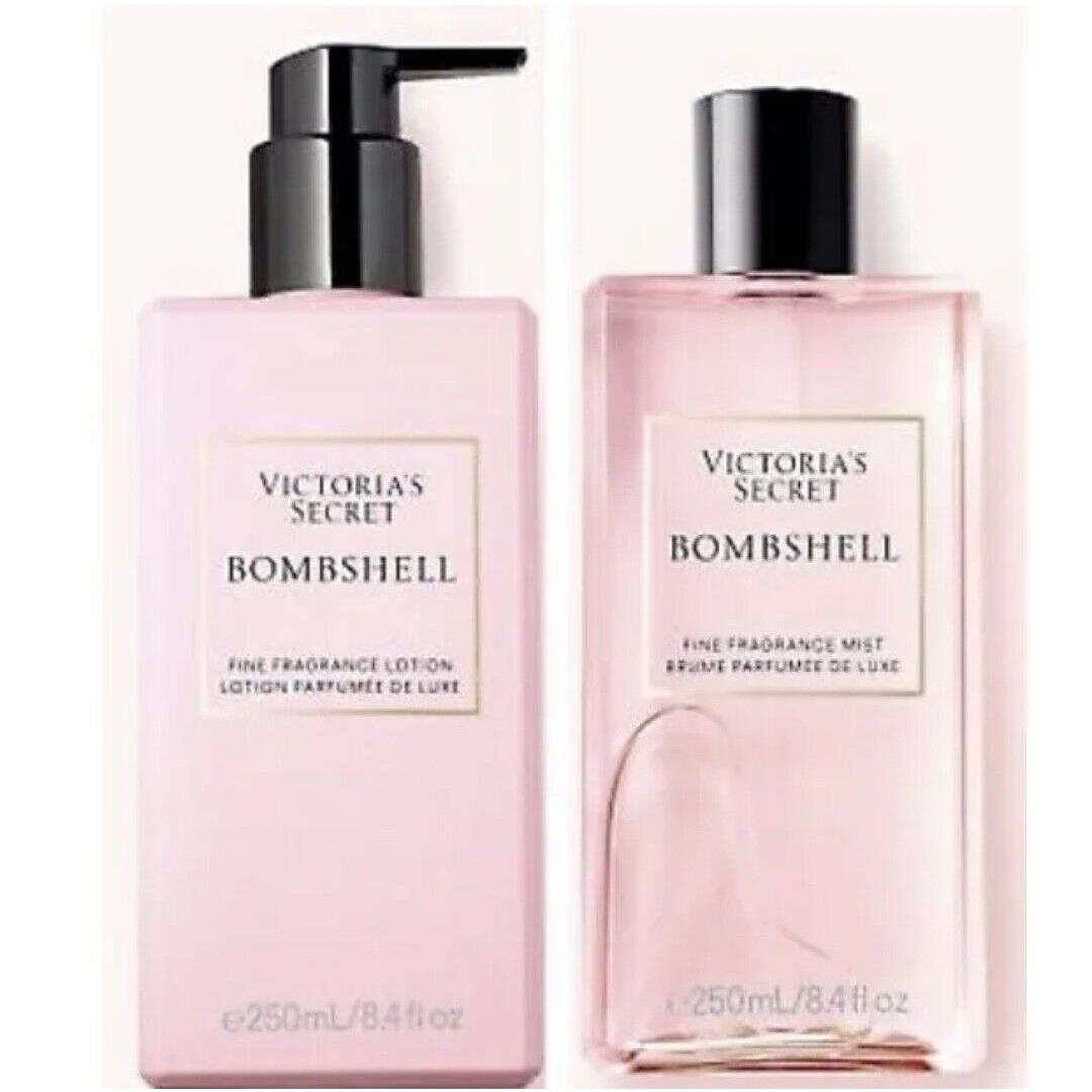 2 Victoria`s Secret Bombshell Fragrance Mist and Lotion 8.4 Fl Oz. Each. New