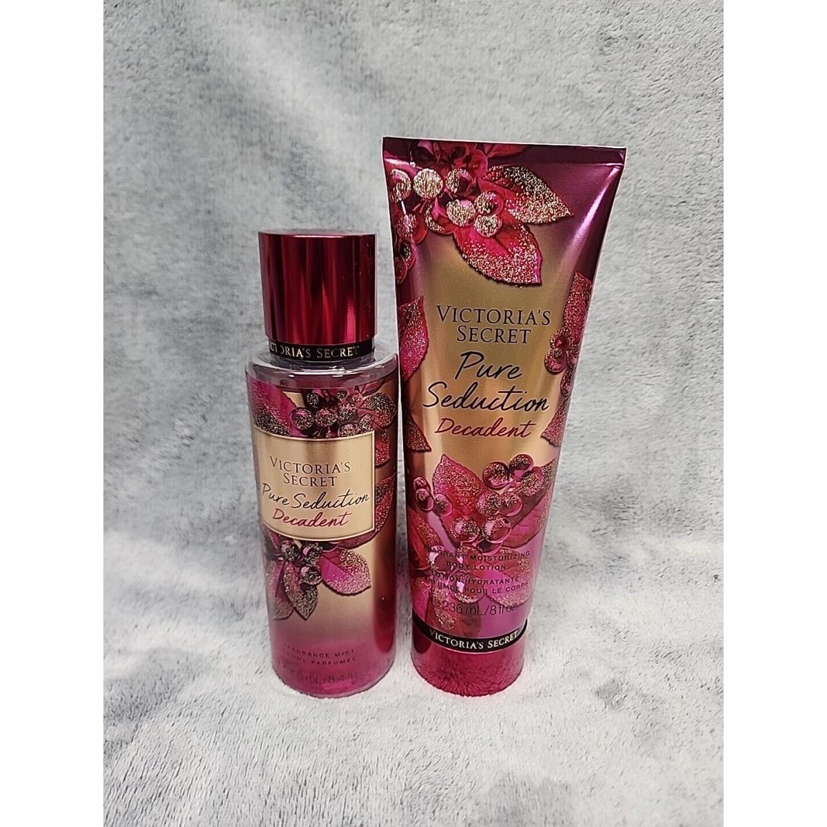 Victoria`s Secret Pure Seduction Decadent Fragrance Mist and Body Lotion