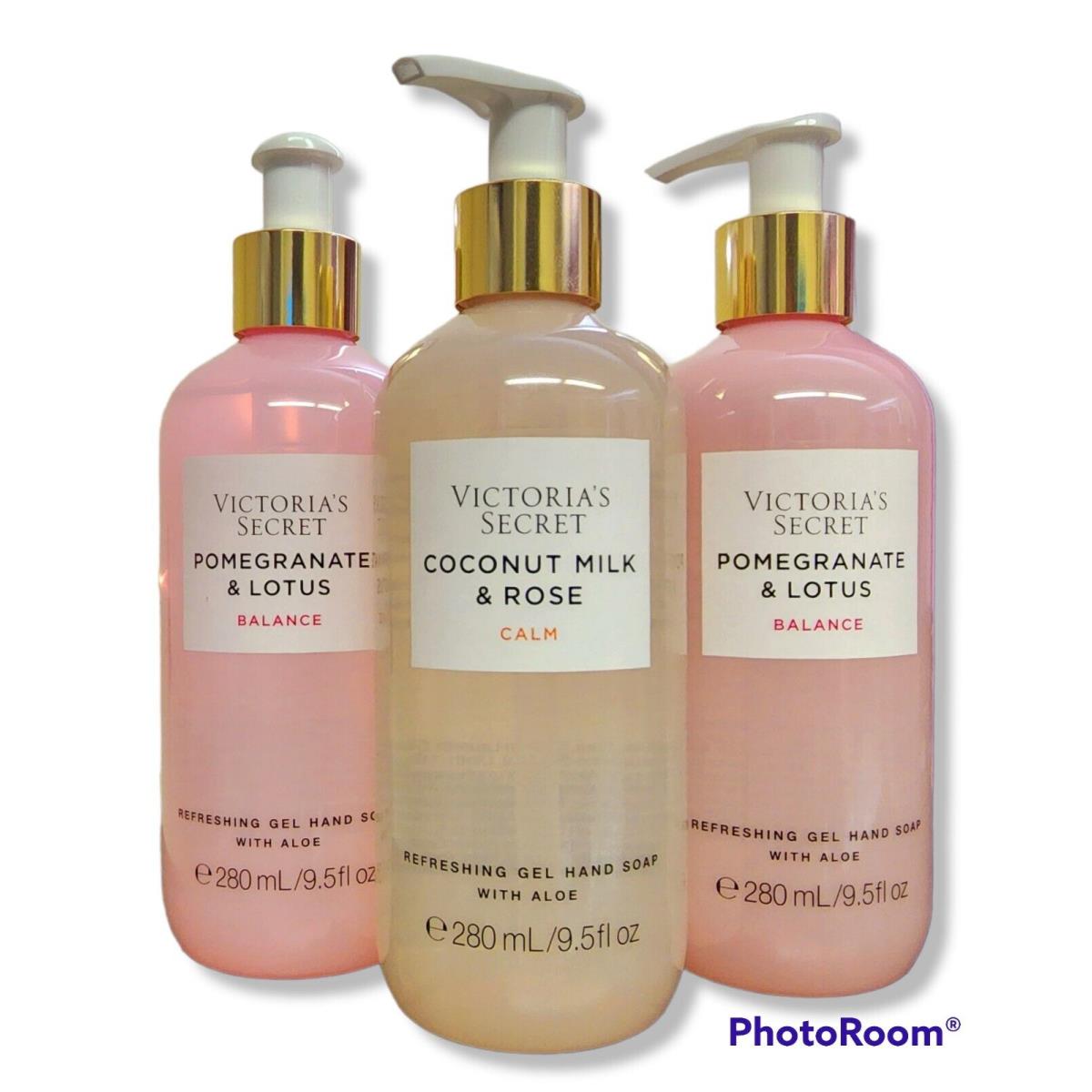 X3 Victoria`s Secret Pomegranate Lotus Coconut Rose Gel Hand Soap W/aloe 9.5