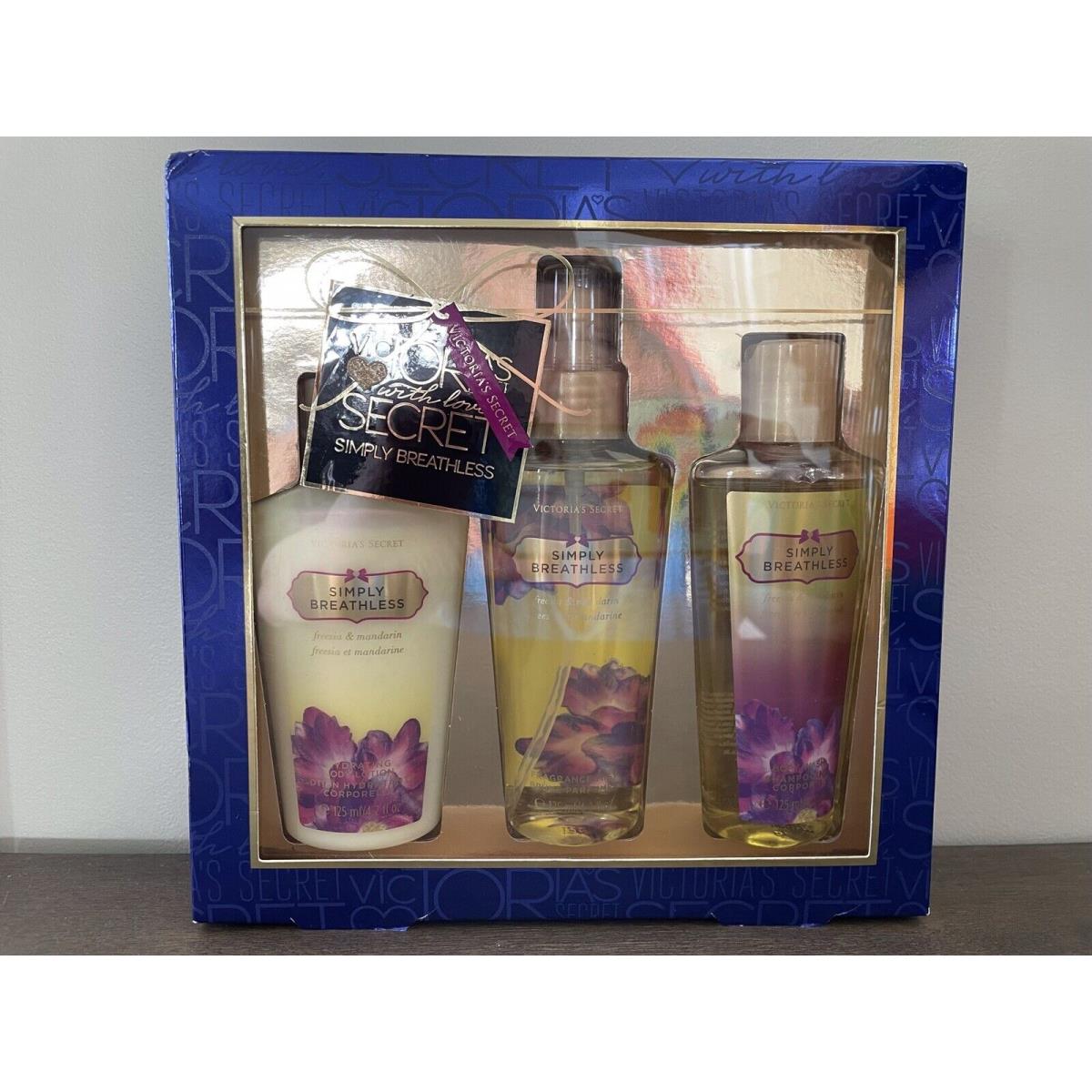 Victorias Secret Simply Breathess Gift Set Freesia Mandarin Mist Lotion Wash