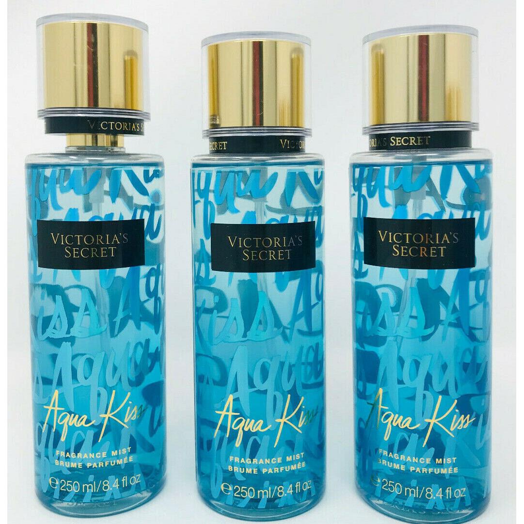 3 Victoria`s Secret Fragrance Perfume Mist For Women Aqua Kiss Spray 8.4 oz